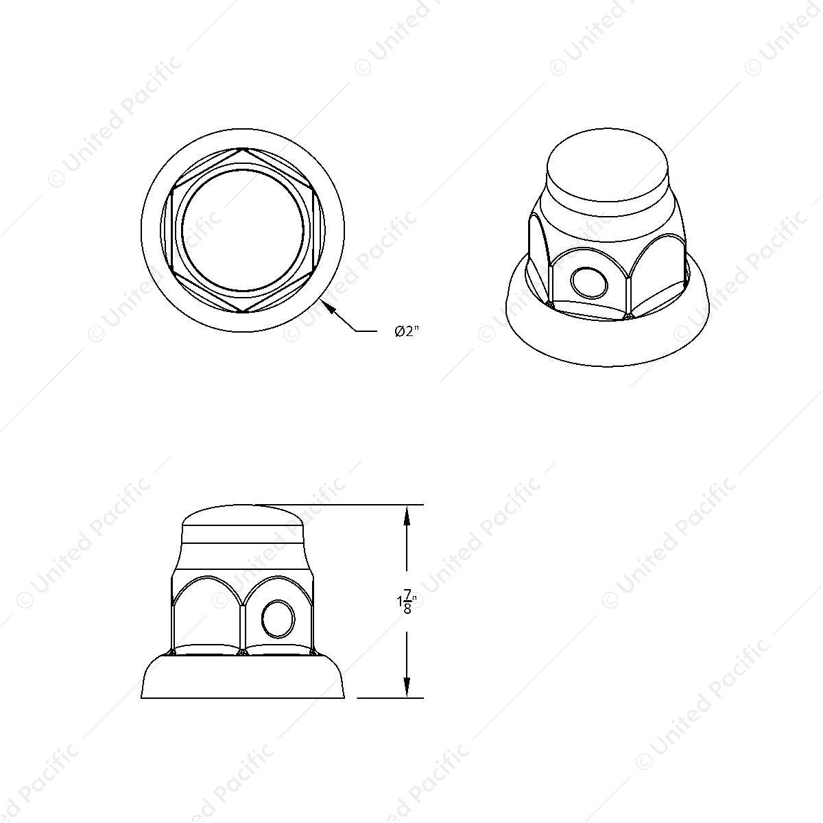32mm X 2" Chrome Steel Tall Nut Cover With Flange