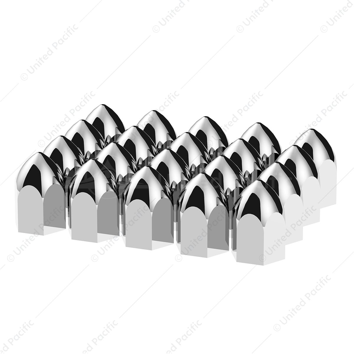 1-1/2" X 2-3/4" Chrome Plastic Bullet Nut Covers - Push-On (20-Pack)