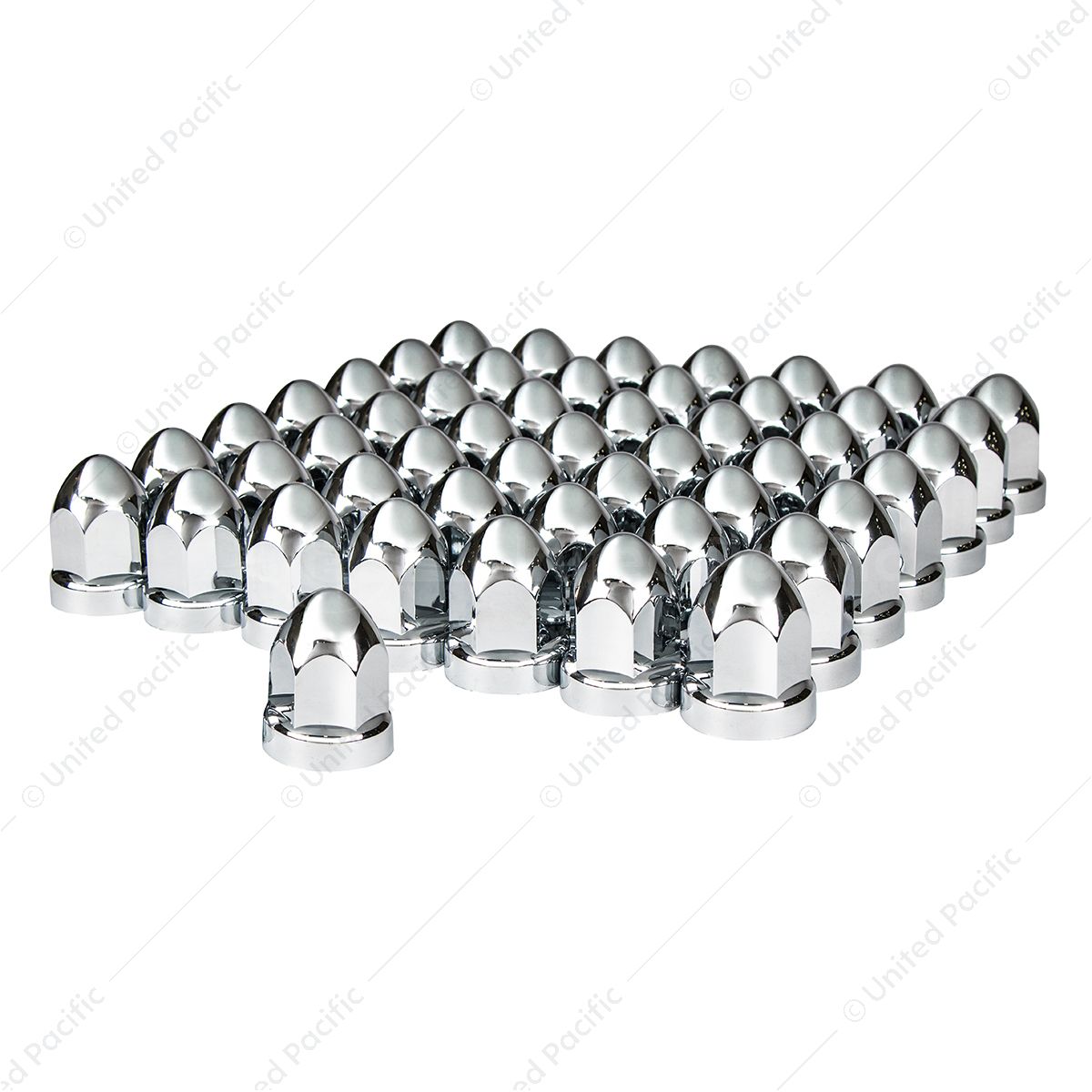 33mm X 2-3/4" Chrome Plastic Bullet Nut Covers With Flange- Push-On (60-Pack)