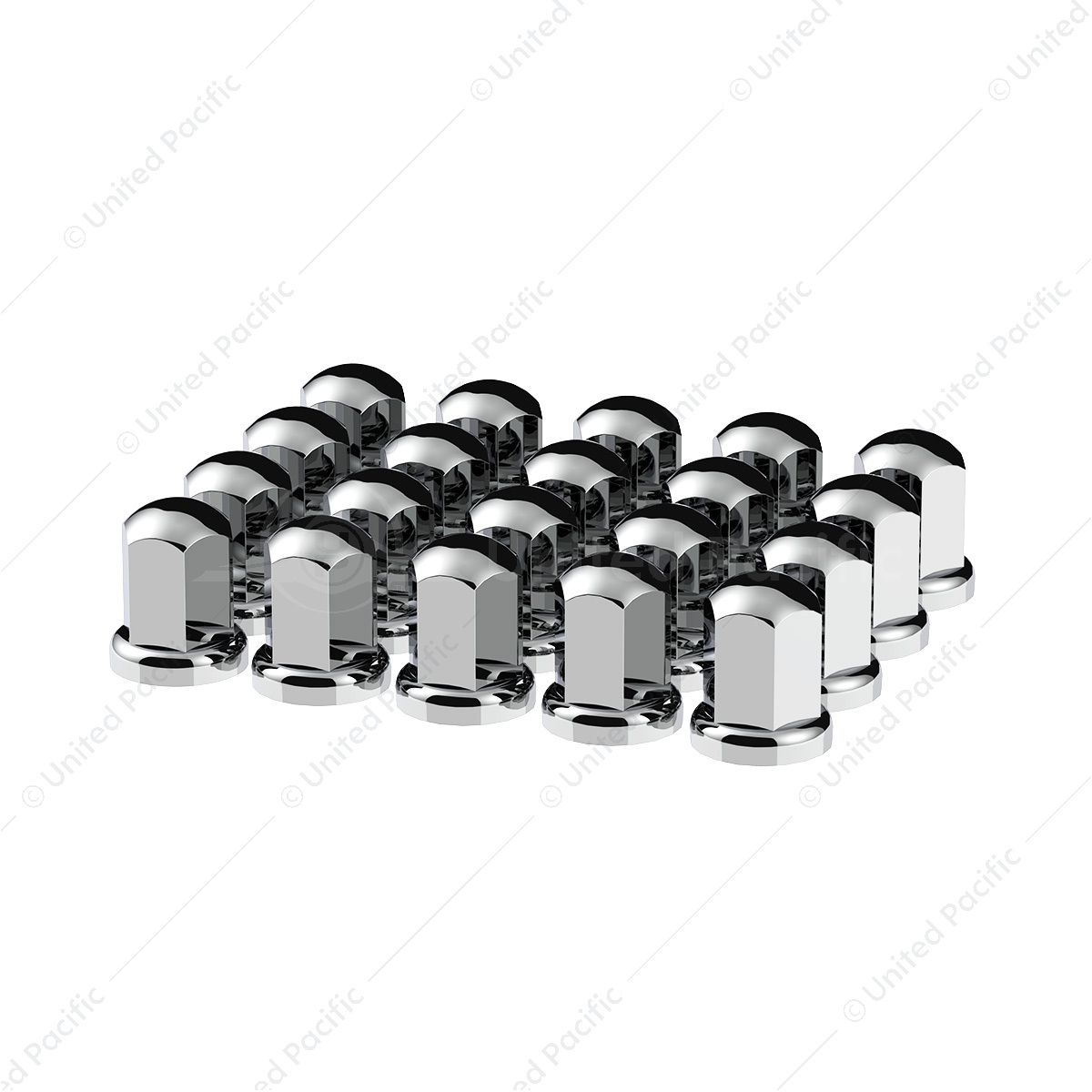 33mm X 2-7/16" Chrome Plastic Standard Nut Covers With Flange - Push-On (Color Box of 20)