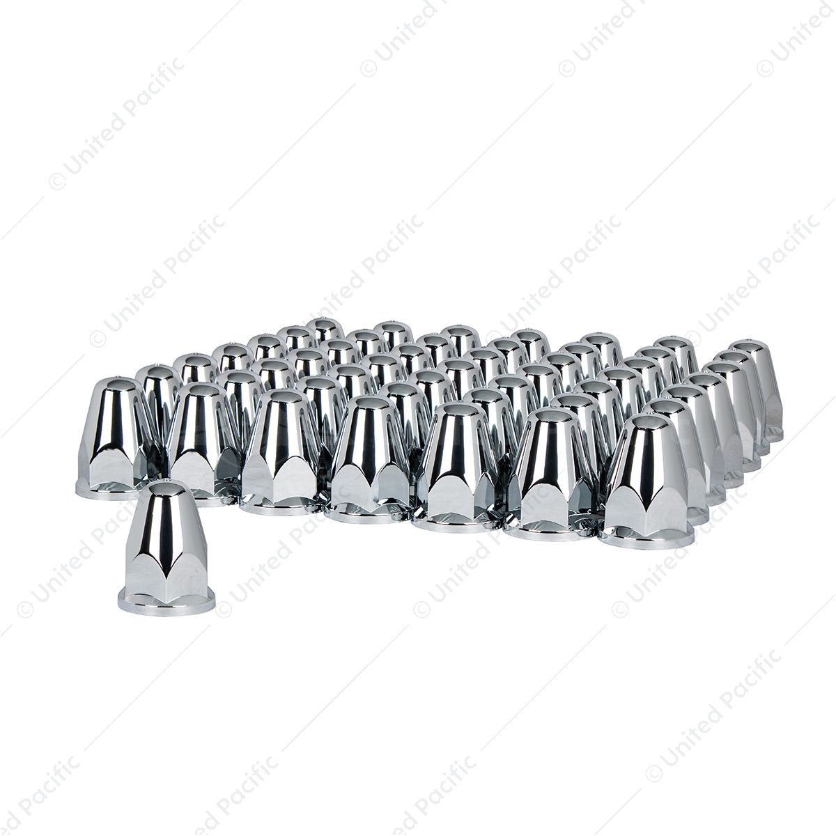 33mm X 2-5/8" Chrome Plastic Bullet Nut Covers With Flange - Push-On (60-Pack)