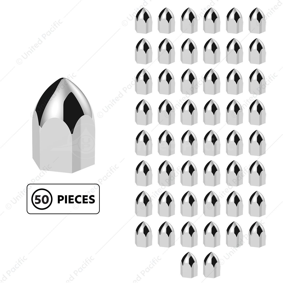 11/16" X 1-5/16" Chrome Plastic Bullet Nut Cover - Push-On (50-Pack)