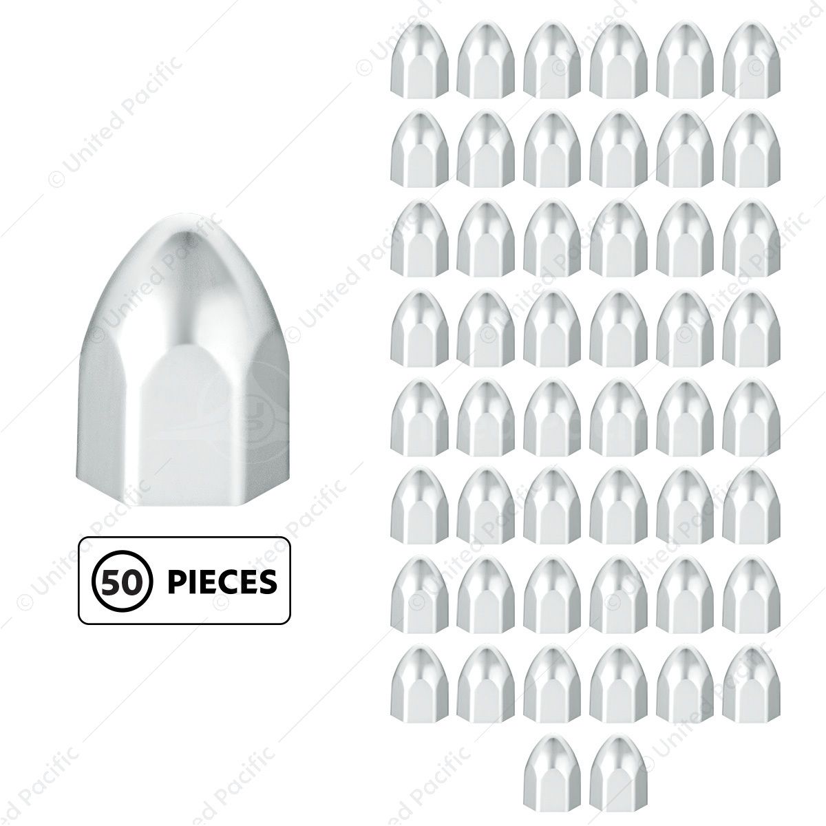 3/4" x 15/16" Chrome Plastic Bullet Nut Covers - Push-On (50-Pack)