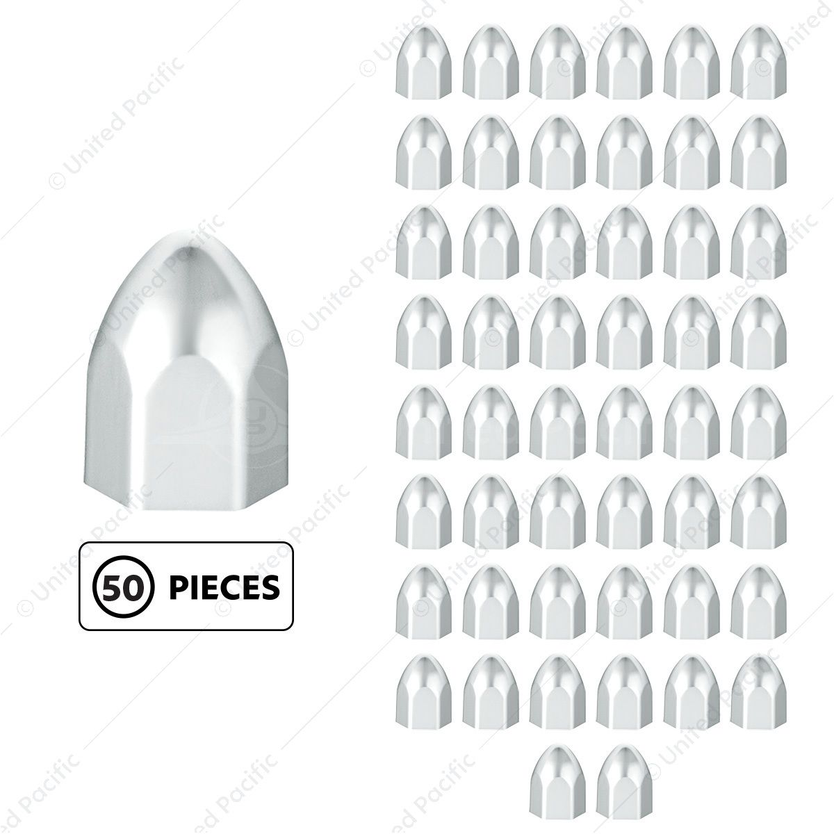 1/2" X 15/16" Chrome Plastic Bullet Nut Cover - Push-On (50-Pack)