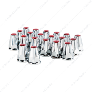 33mm X 2-3/4" Chrome Plastic Nut Covers With Flange & Color Reflector, Push-On (20-Pack)