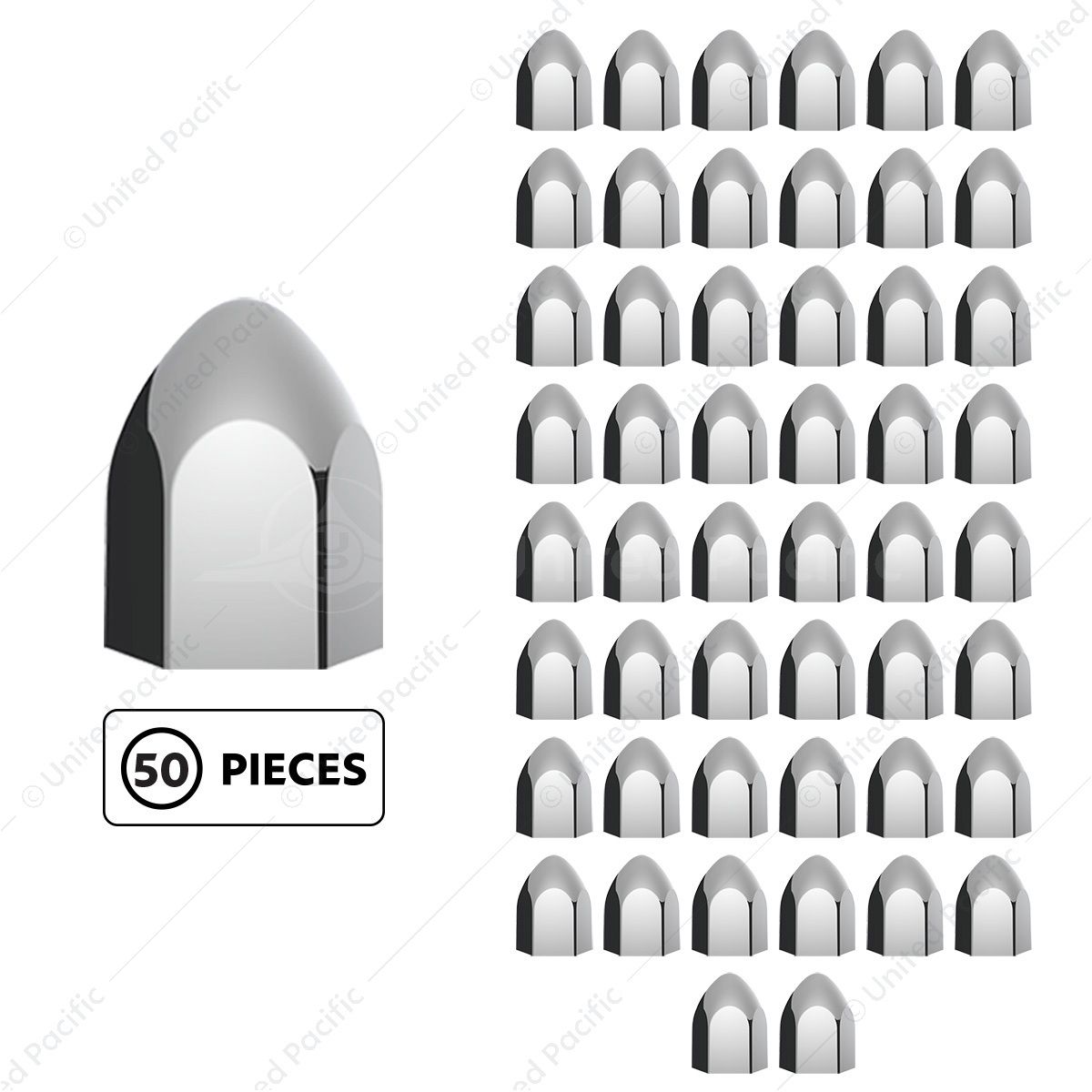 15/16" x 1 5/8" Chrome Plastic Bullet Nut Covers - Push-On (50-Pack)