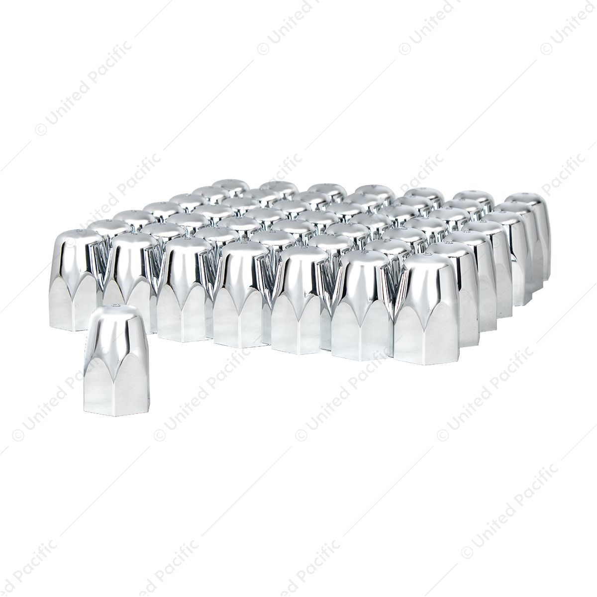 1-1/2" x 2-3/4" Chrome Plastic Tall Nut Covers - Push-On (60-Pack)