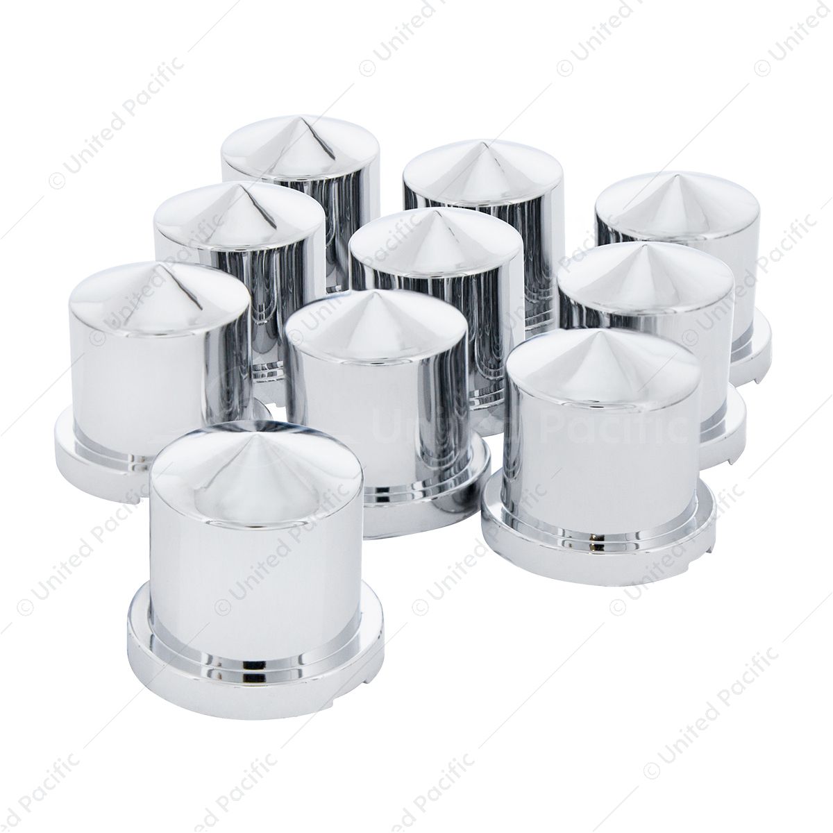 15/16" X 1-1/2" Chrome Plastic Pointed Nut Covers - Push-On (10-Pack)