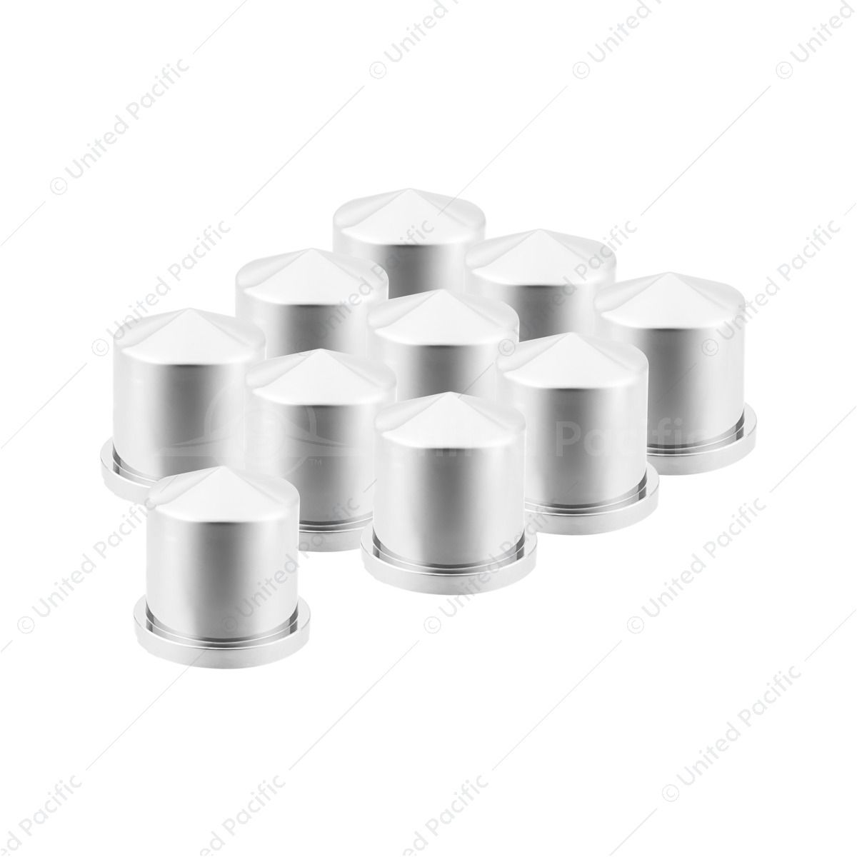 33mm X 1-7/8" Chrome Plastic Pointed Nut Covers - Push-On (10-Pack)