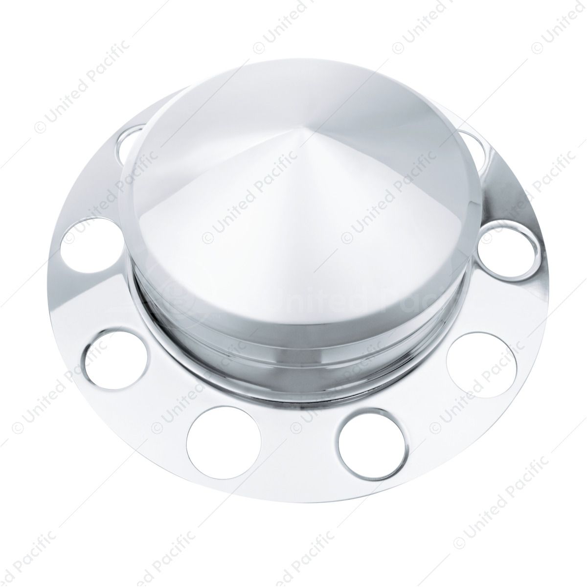 Chrome Pointed Front Axle Cover 3PC Kit For 1-1/2" Nut Cover - Aluminum Wheel