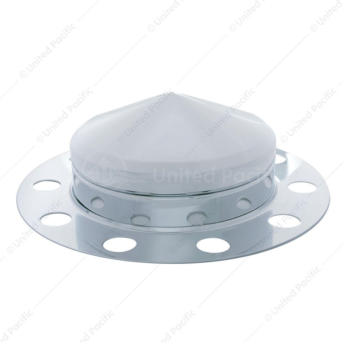 Chrome Pointed Front Axle Cover 3PC Kit For 33mm Nut Cover - Steel/Aluminum Wheel (10 Hole)