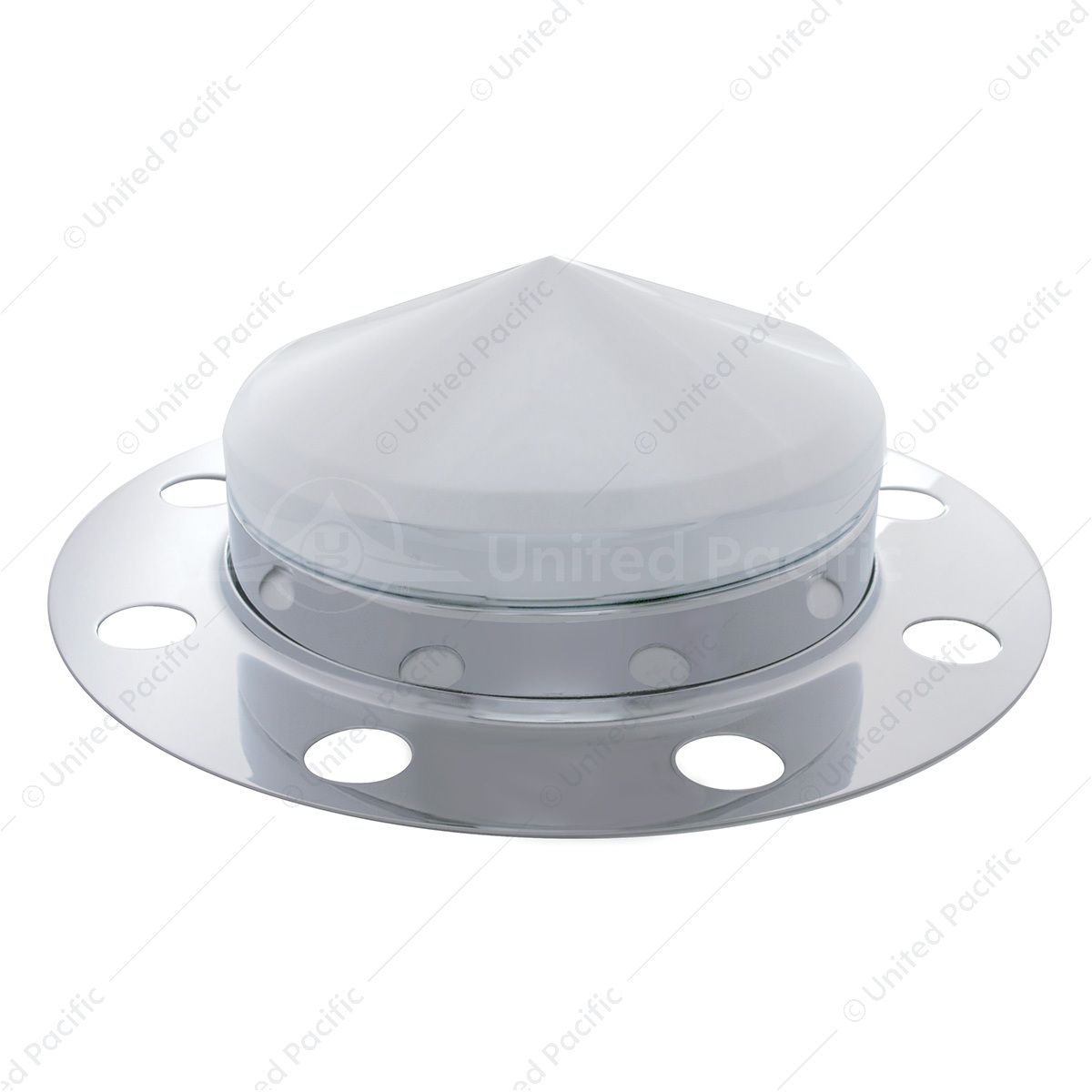 Chrome Pointed Front Axle Cover 3PC Kit For 33mm Nut Cover - Steel/Aluminum Wheel (8 Hole)