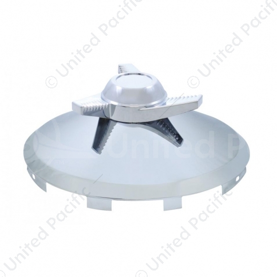 Universal Chrome Front Hubcap With 3 Bar Left Swing Spinner - 7/16" Lip