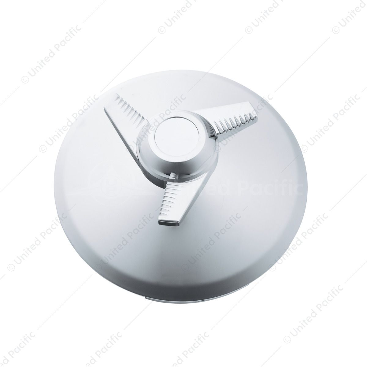Universal Chrome Front Hubcap With 3 Bar Right Swing Spinner - 7/16" Lip
