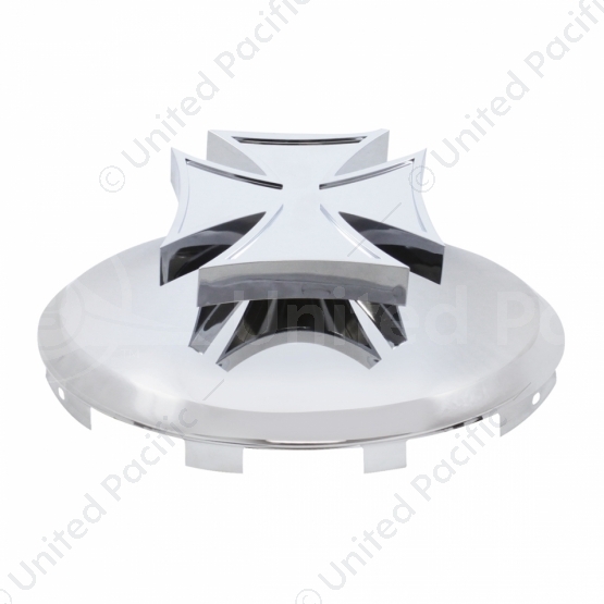 Universal Chrome Front Hubcap With Iron Cross Spinner - 7/16" Lip