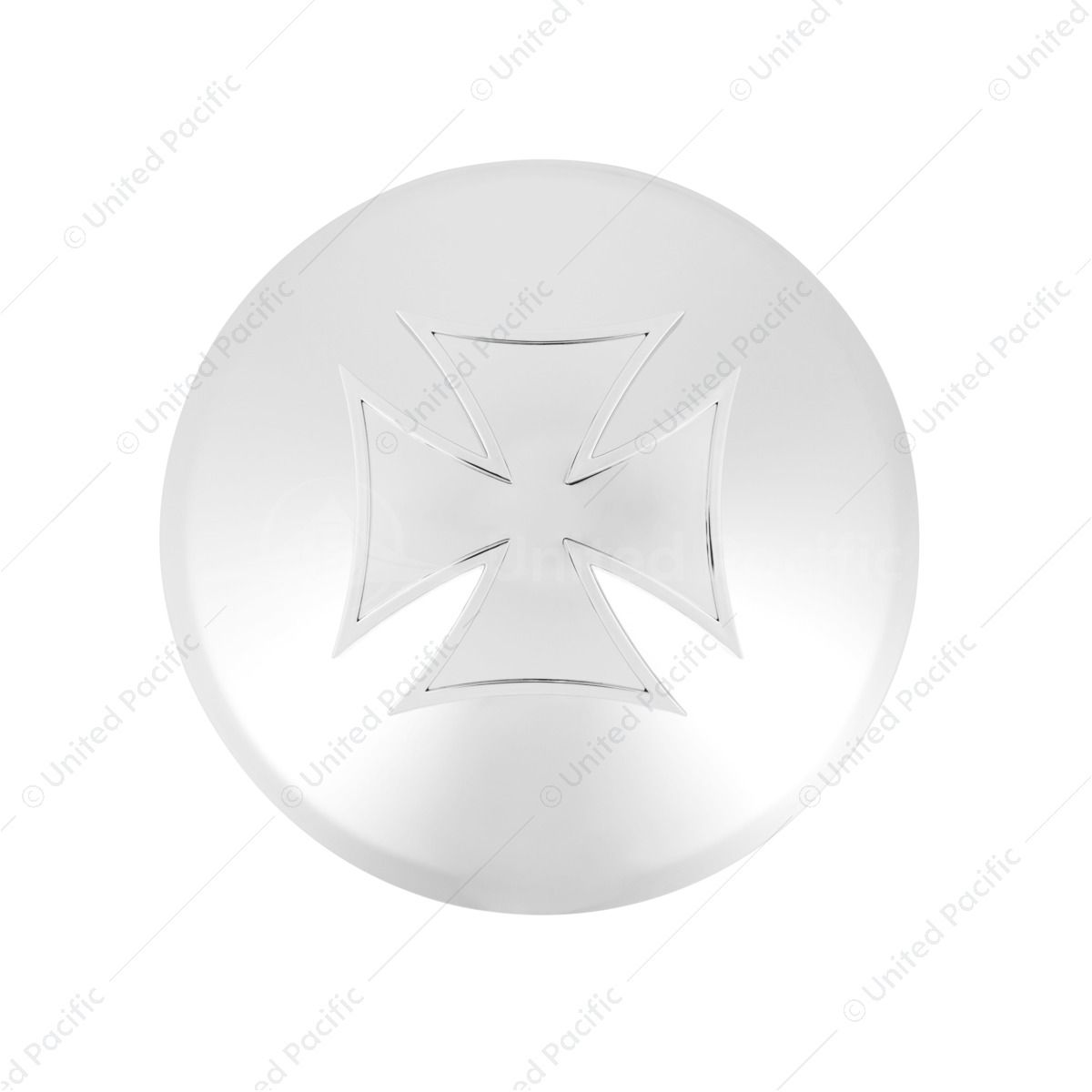 Universal Chrome Front Hubcap With Iron Cross Spinner - 7/16" Lip