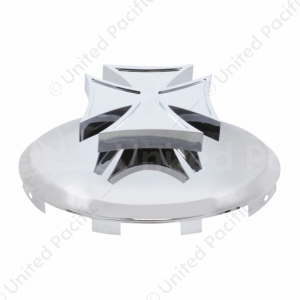 Universal Chrome Front Hubcap With Iron Cross Spinner - 7/16" Lip