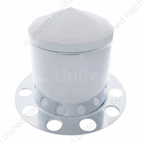 Chrome Pointed Rear Axle Cover 3PC Kit For 1-1/2" Nut Cover - Steel Wheel