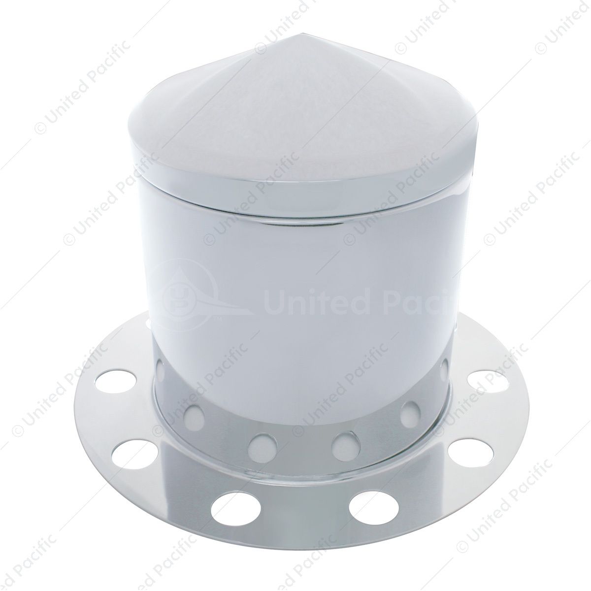 Chrome Pointed Rear Axle Cover 3PC Kit For 33mm Nut Cover - Steel/Aluminum Wheel (10 Hole)