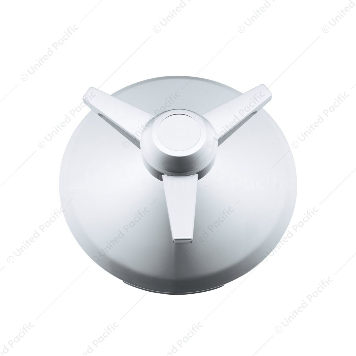 Universal Chrome Front Hubcap With 3 Extra Large Bar Straight Spinner - 7/16" Lip