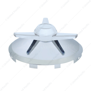 Universal Chrome Front Hubcap With 3 Extra Large Bar Straight Spinner - 7/16" Lip