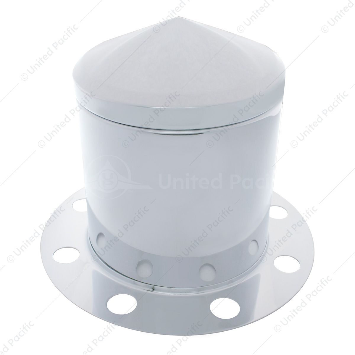 Chrome Pointed Rear Axle Cover 3PC Kit For 33mm Nut Cover - Steel/Aluminum Wheel (8 Hole)