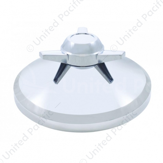 8" Chrome Cover With 3 Bar Spinner For UP Rear Axle Cover - Straight Bars (Bulk)