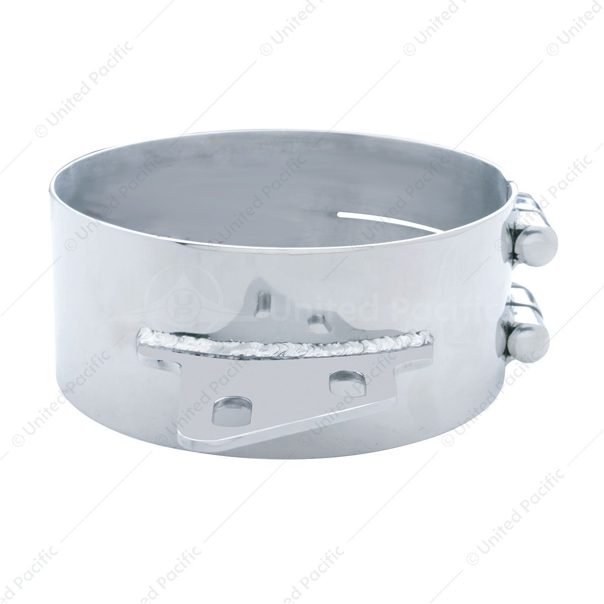 8" Stainless Butt Joint Exhaust Clamp - Angled Bracket