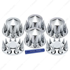Pointed Axle Cover Combo Kit With 33mm Spike Thread-On Nut Covers & Nut Cover Tool