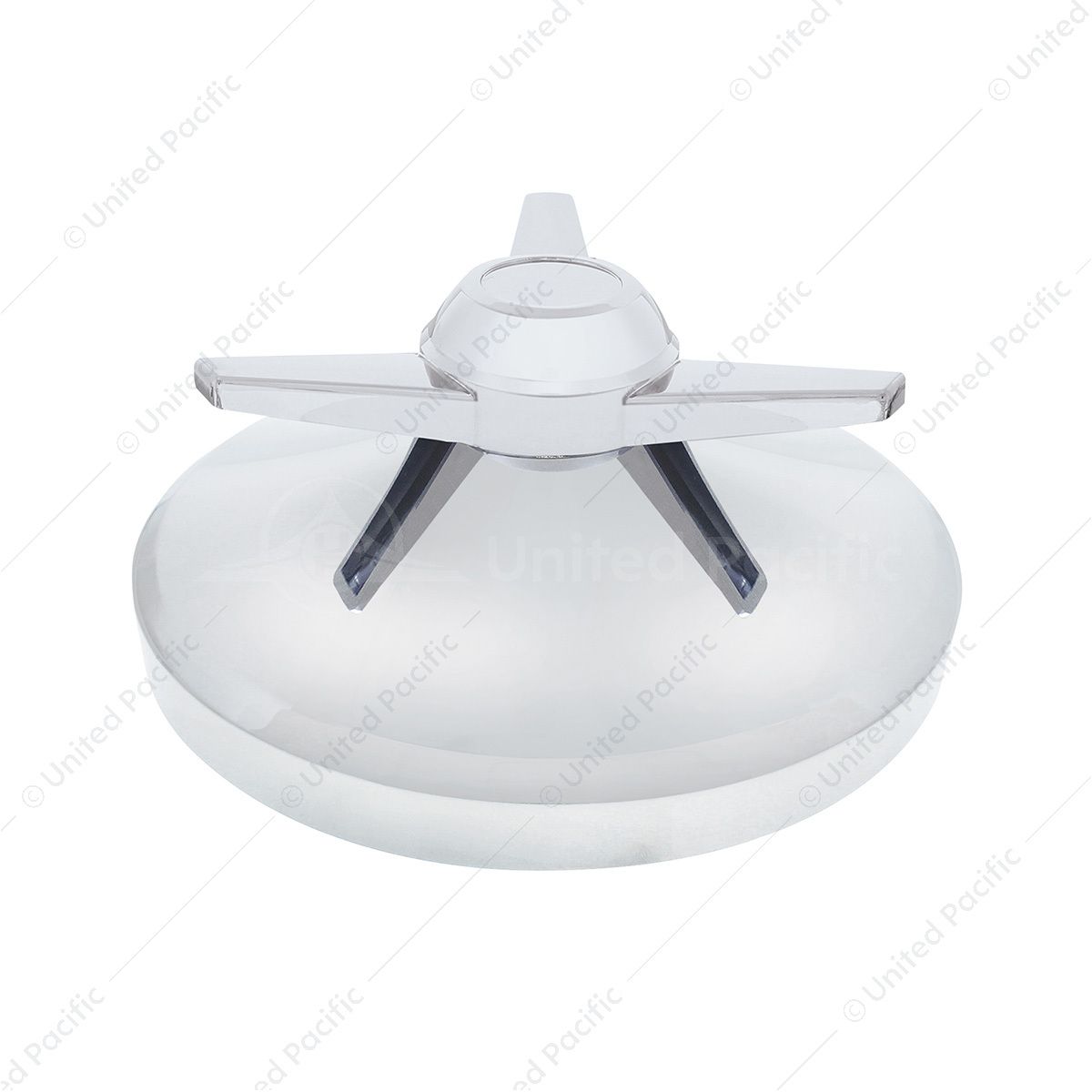 8" Chrome Rear Hubcap With 3 Bar Spinner - Extra Large Straight Bars