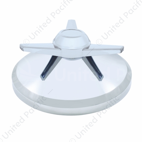 8" Chrome Cover With 3 Bar Spinner For UP Rear Axle Cover - Extra Large Bar Straight Spinner