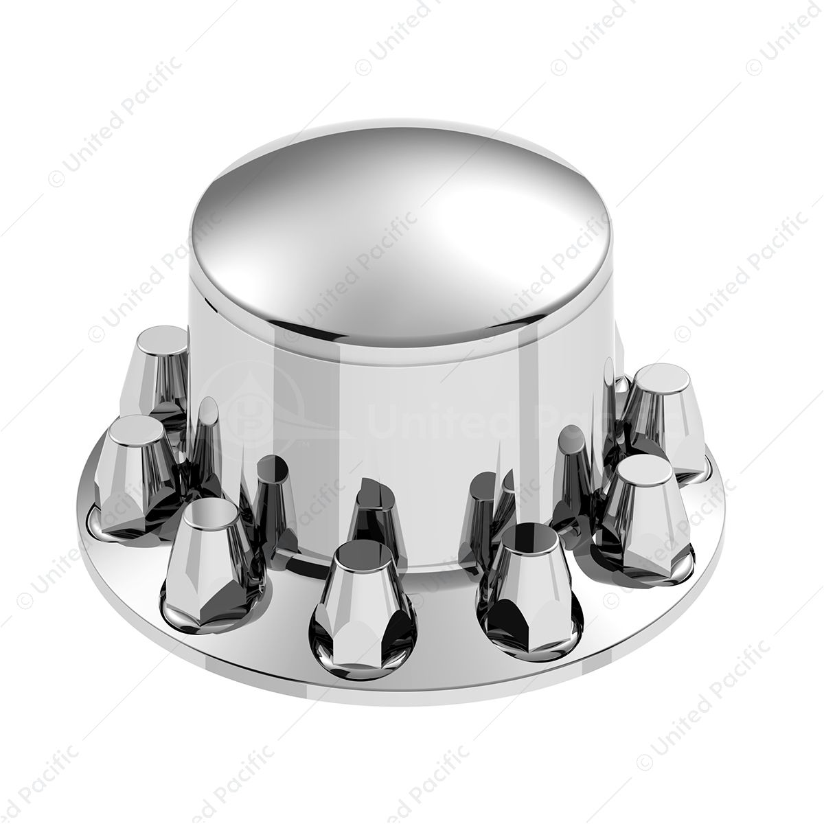 Dome Rear Axle Cover With 33mm Standard Style Push-On Nut Covers - Chrome