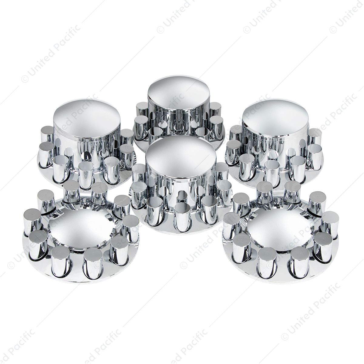 Dome Axle Cover Combo Kit With 33mm Cylinder Thread-On Nut Covers - Chrome
