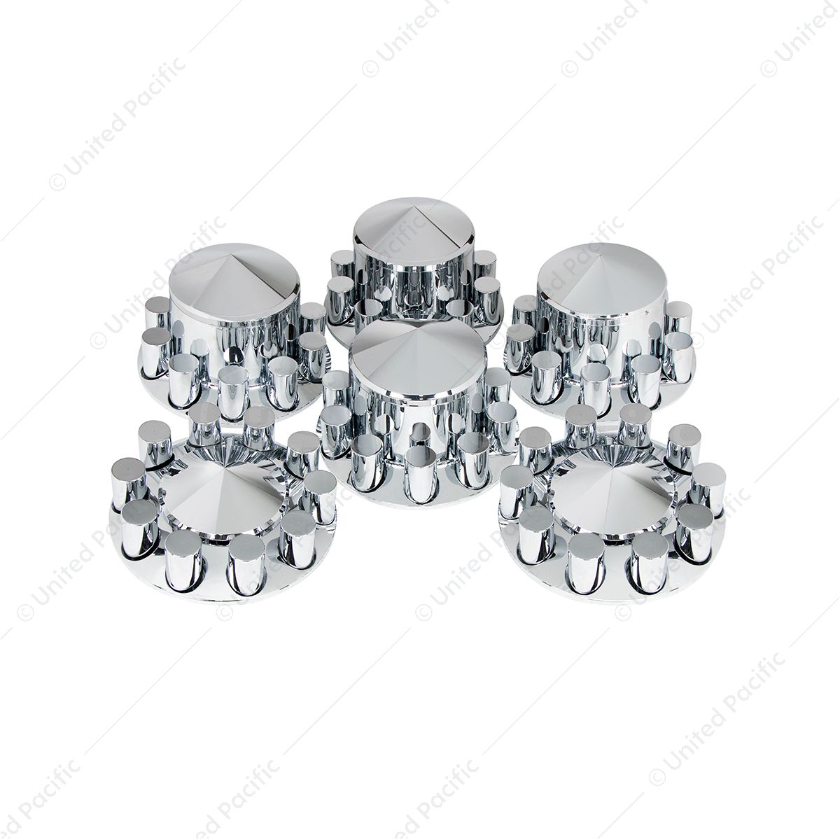 Pointed Axle Cover Combo Kit With 33mm Cylinder Thread-On Nut Covers - Chrome