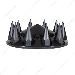 Pointed Front Axle Cover With 33mm Spike Thread-On Nut Covers - Matte Black