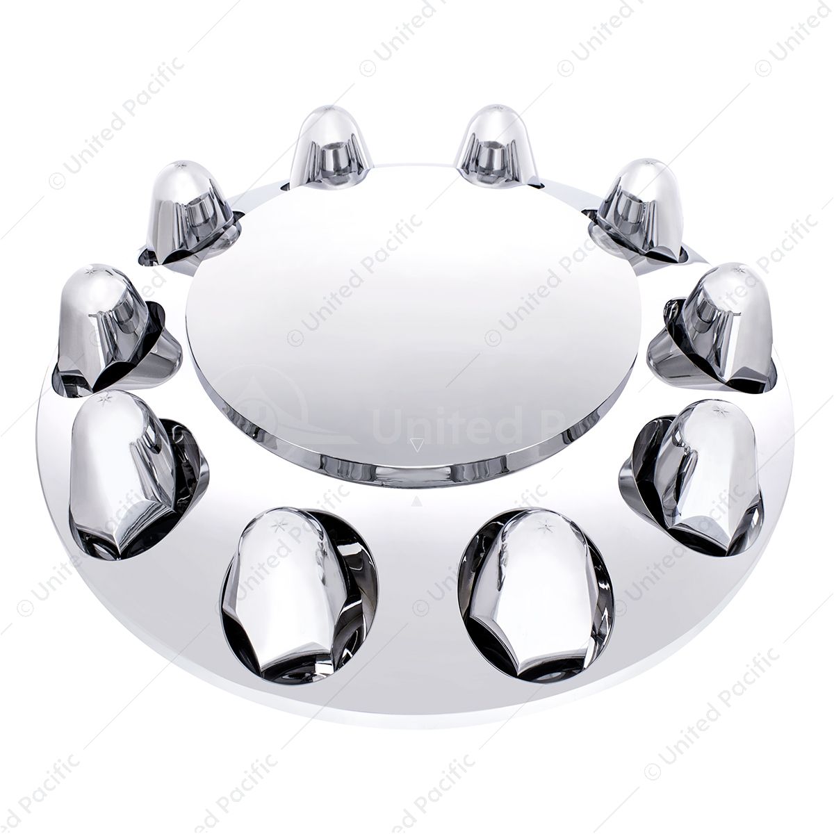 Dome Front Axle Cover With 1-1/2"  Push-On Nut Covers - Chrome (Color Box)