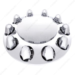 Dome Front Axle Cover With 1-1/2"  Push-On Nut Covers - Chrome (Color Box)