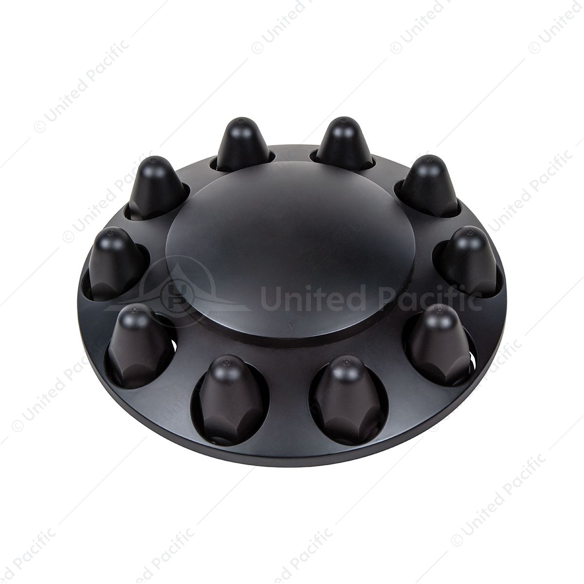 Dome Front Axle Cover With 1-1/2"  Push-On Nut Covers - Matte Black (Color Box)