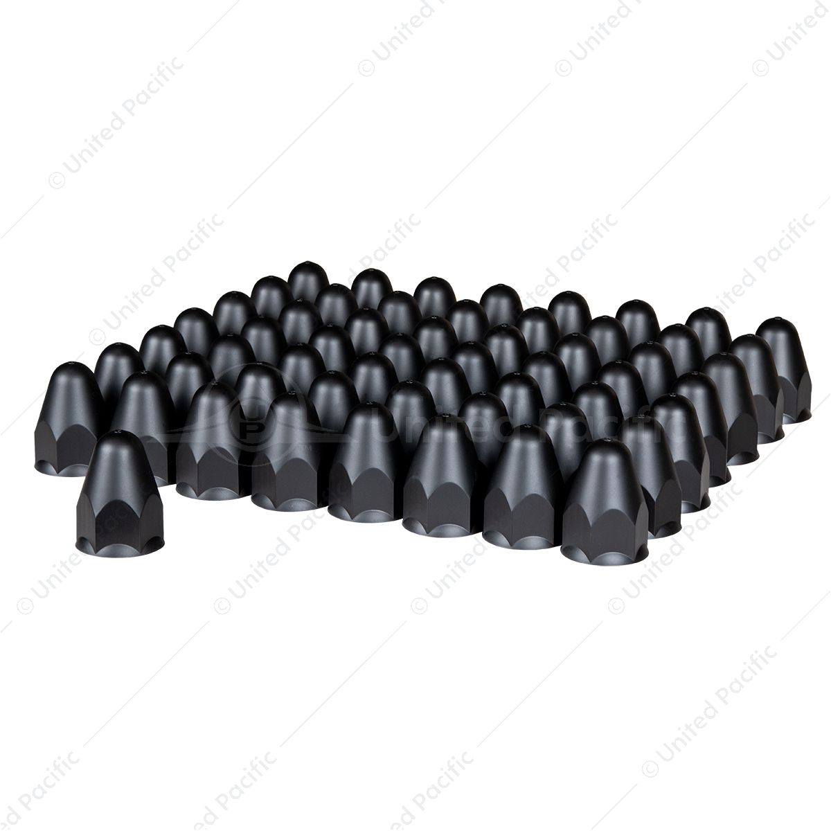 1-1/2" X 2-3/4" Matte Black Painted Plastic Bullet Nut Covers - Push-On (Color Box of 60)