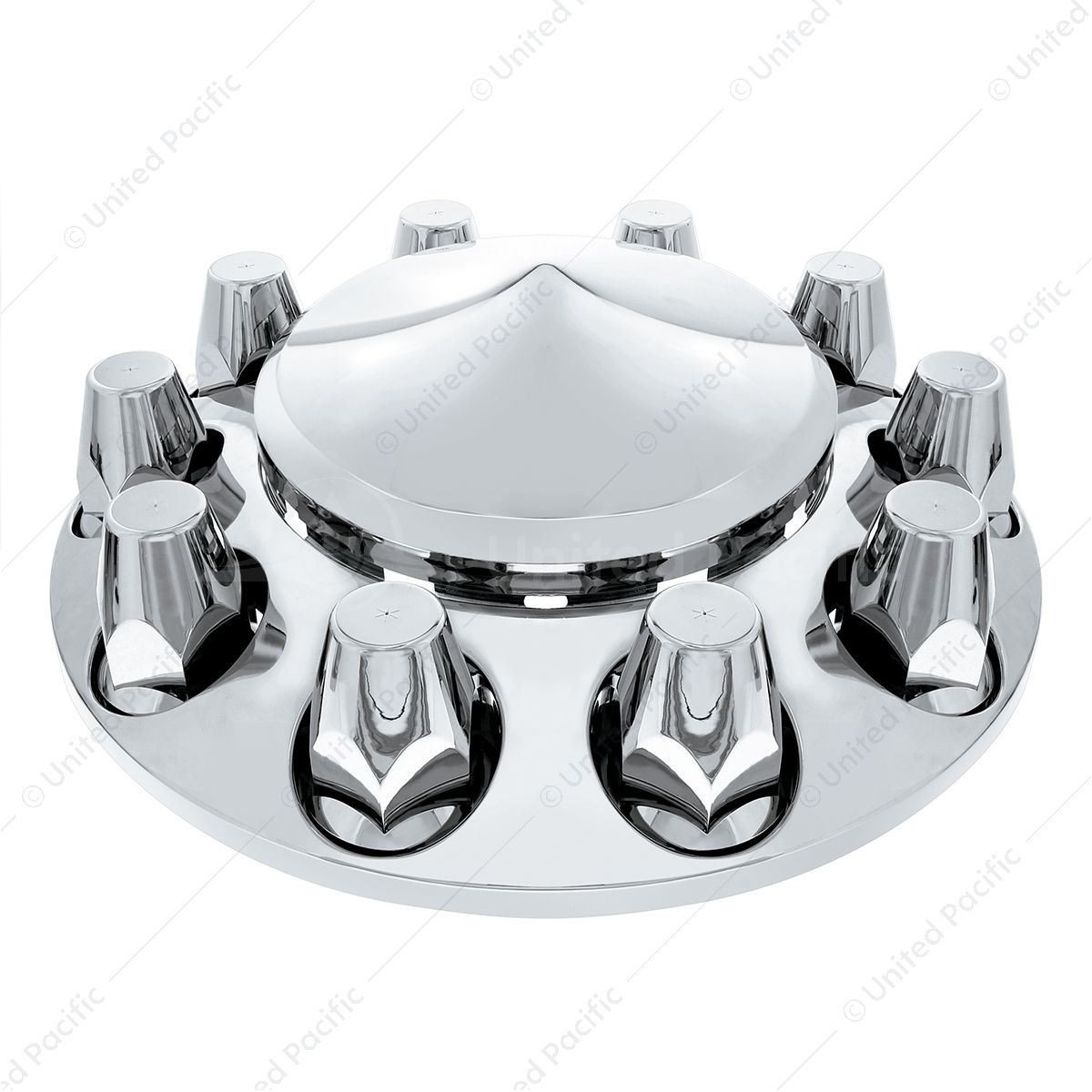 Pointed Front Axle Cover With 33mm Standard Style Push-On Nut Covers - Chrome