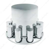 Chrome Plastic Extra Tall Flat Top Rear Axle Cover With 33mm Thread-On Tall Cylinder Nut Covers