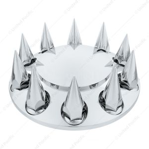 Dome Front Axle Cover With 33mm x 4-3/4" Super Spike Push-On Nut Covers - Chrome