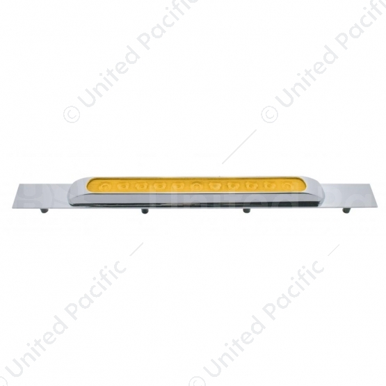 Chrome Top Mud Flap Plate With 11 LED 17" Light Bar & Bezel - Amber LED/Amber Lens (Each)