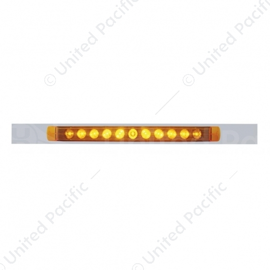 Chrome Top Mud Flap Plate With 11 LED 17" Light Bar - Amber LED/Amber Lens (Each)