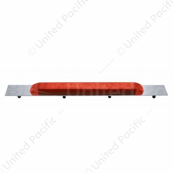 Chrome Top Mud Flap Plate With 11 LED 17" Light Bar - Red LED/Red Lens (Each)