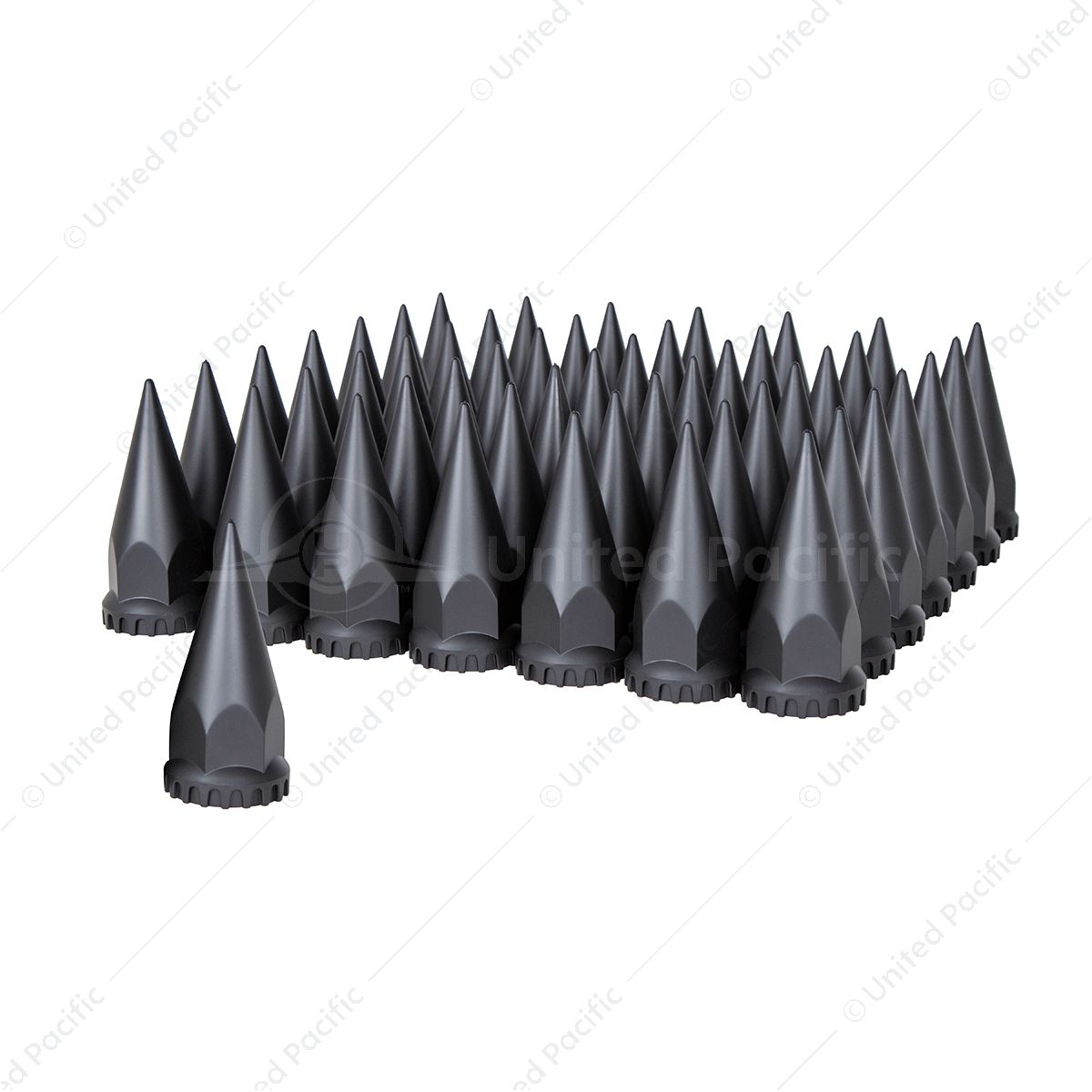 33mm X 4-3/4" Matte Black Spike Nut Covers With Flange- Thread-On (60-Pack)