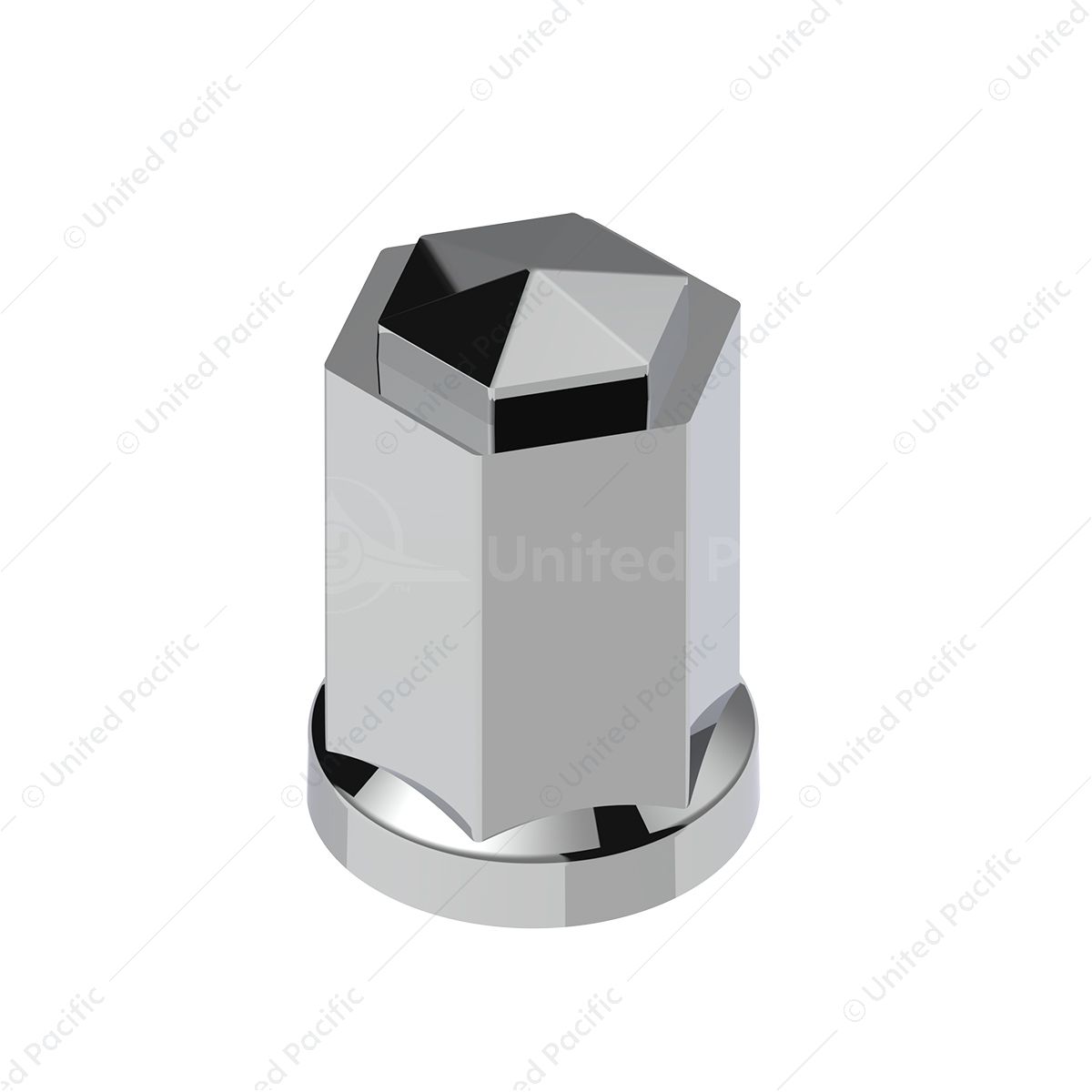 33mm X 3" Tall Chrome Plastic Hexagon Style Thread-On Nut Cover (Bulk)