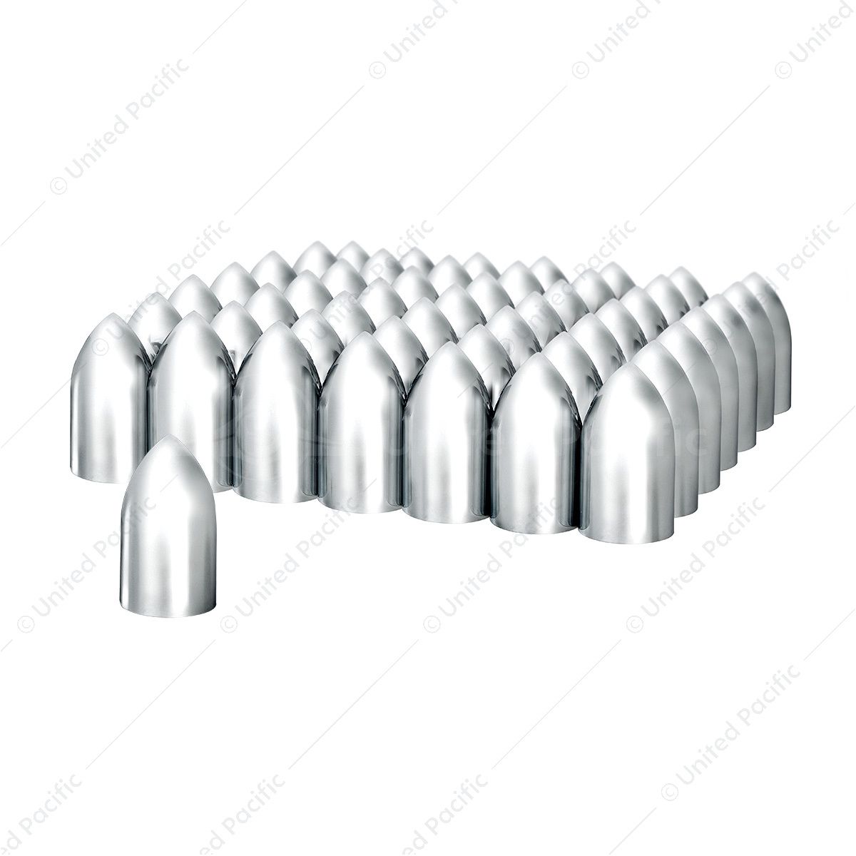 33mm X 3-7/8" Chrome Plastic Bullet Nut Covers - Thread-On (60-Pack)