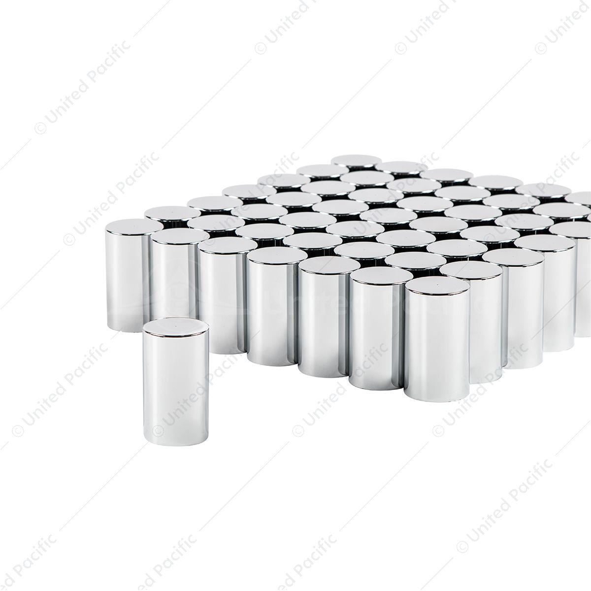 33mm X 3-1/2" Chrome Plastic Cylinder Nut Covers - Push-On (60-Pack)