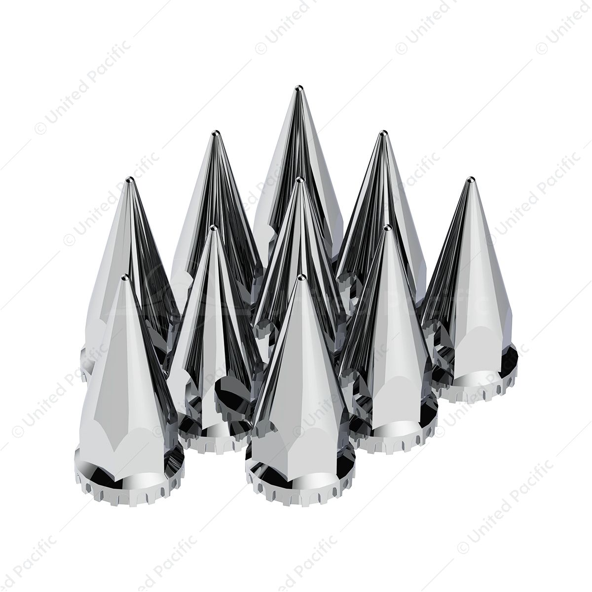 33mm X 4-3/4" Chrome Super Spike Nut Covers - Thread-On (Box of 10)